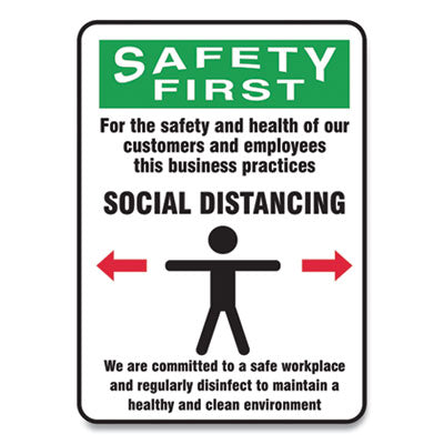 Social Distance Signs | 7x10 Green | 10-Pack