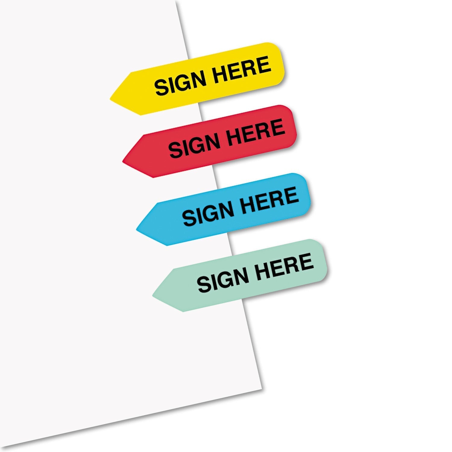 Redi-Tag® Mini Arrow Page Flags, "sign Here", Blue/mint/red/yellow, 126 Flags/pack