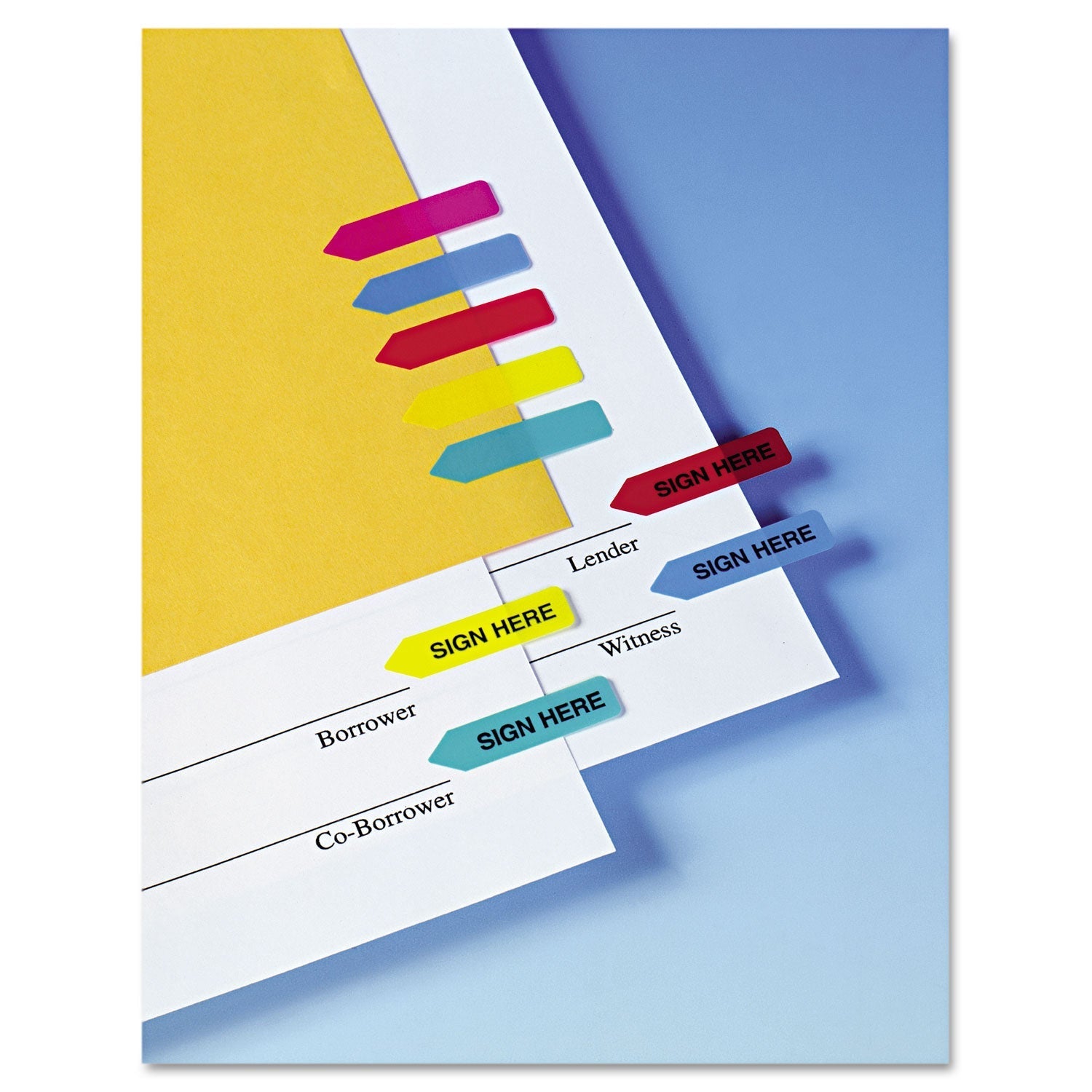Redi-Tag® Mini Arrow Page Flags, "sign Here", Blue/mint/red/yellow, 126 Flags/pack
