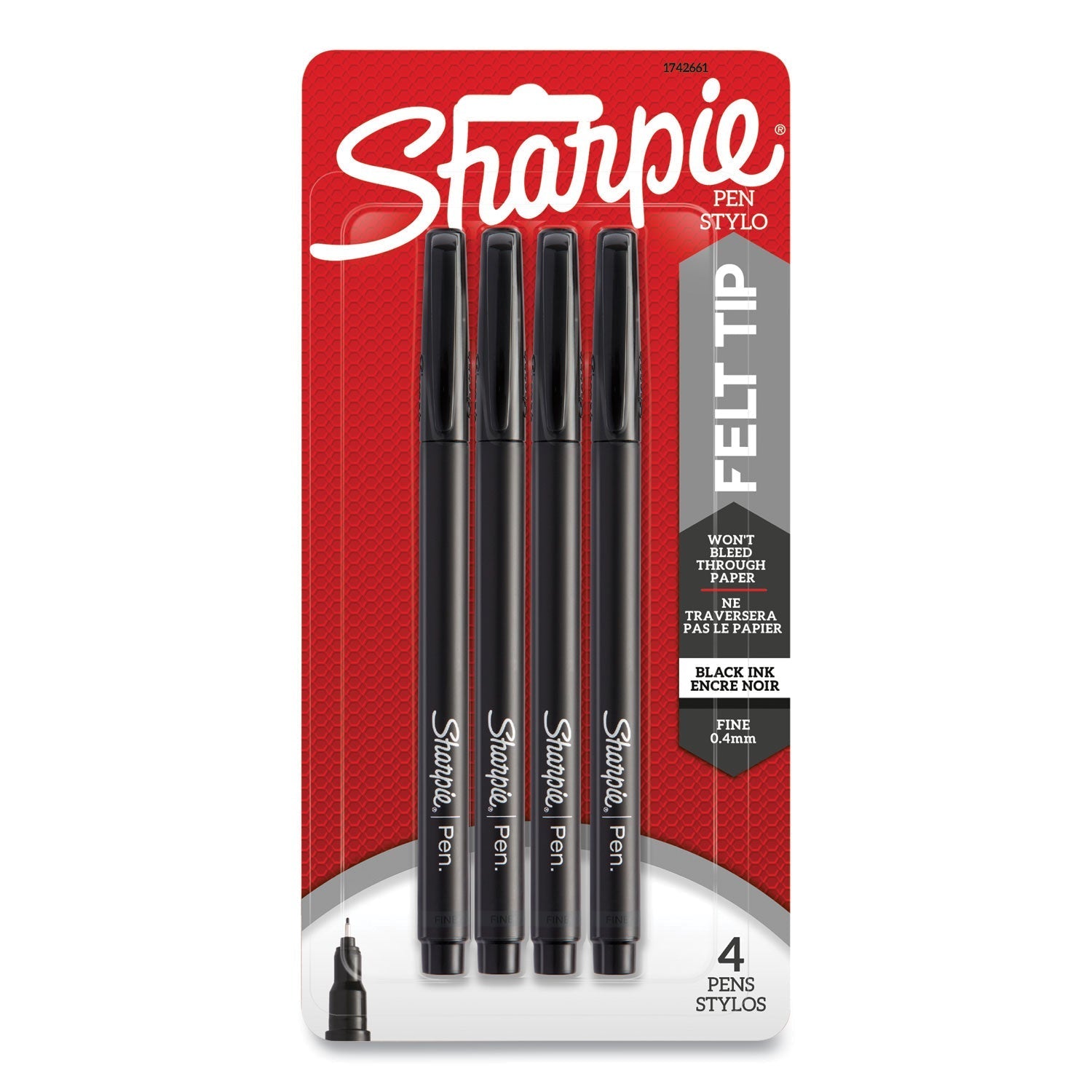 Water-Resistant Porous Point Pen | Black, 4/Pack