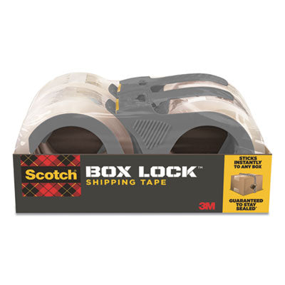 Scotch® Box Lock Shipping Packaging Tape With Dispenser, 3" Core, 1.88" X 54.6 Yds, Clear, 4/pack