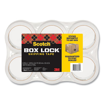Scotch® Box Lock Shipping Packaging Tape, 3" Core, 1.88" X 54.6 Yds, Clear, 6/pack