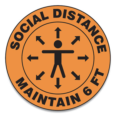 Social Distance Floor Signs | Maintain 6 Ft | 25-Pk
