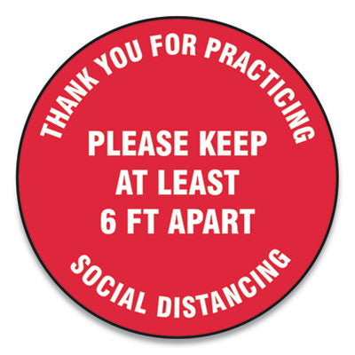 Social Distance Floor Signs | Thank You | Red 25-Pk