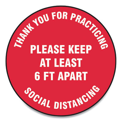 Social Distance Floor Signs | Thank You | 17" Red