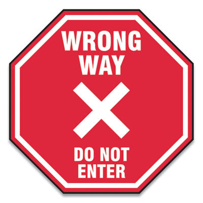 Social Distance Floor Signs | Wrong Way | 25-Pack