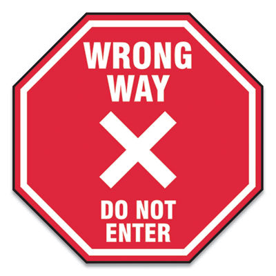Social Distance Floor Signs | Wrong Way | 25-Pack