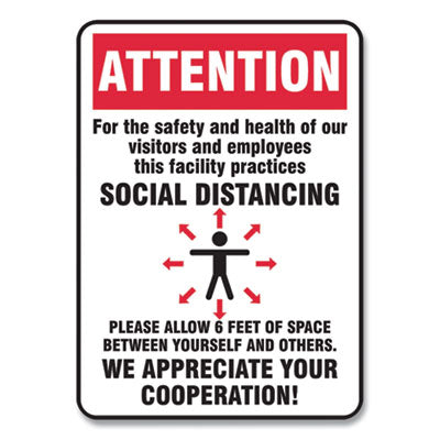 Social Distance Signs | Visitors & Employees | 10-Pk