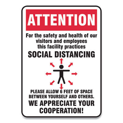 Social Distance Signs | Visitors & Employees | 10-Pk