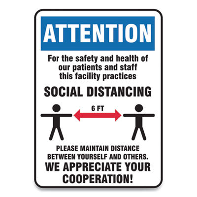 Social Distance Signs | Patients & Staff | 10-Pack
