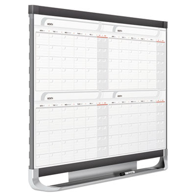 Quartet® Prestige 2 Magnetic Total Erase Four-Month Calendar, 48" x 36", White Surface, Graphite Gray Fiberboard/Plastic Frame
