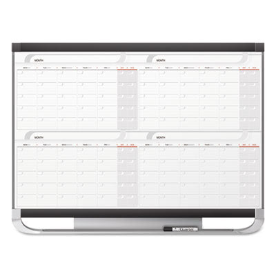 Quartet® Prestige 2 Magnetic Total Erase Four-Month Calendar, 48" x 36", White Surface, Graphite Gray Fiberboard/Plastic Frame