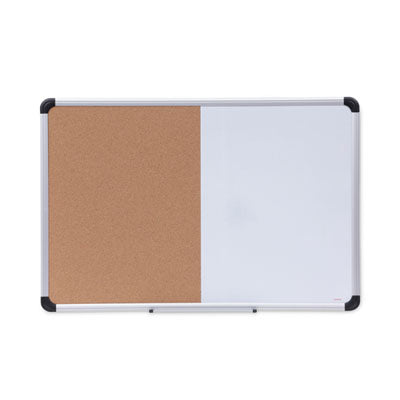 Universal® Combination Dry Erase/Bulletin Board, 36" x 24", Tan/White Surface, Black/Satin Aluminum Frame - Bloom Skins
