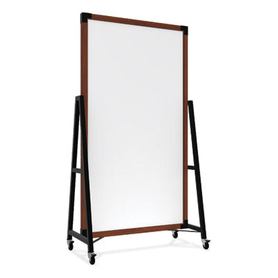 Ghent Prest Mobile Magnetic Whiteboard, 40.5" x 73.75", White Surface, Caramel Oak Finished Wood Frame - Bloom Skins