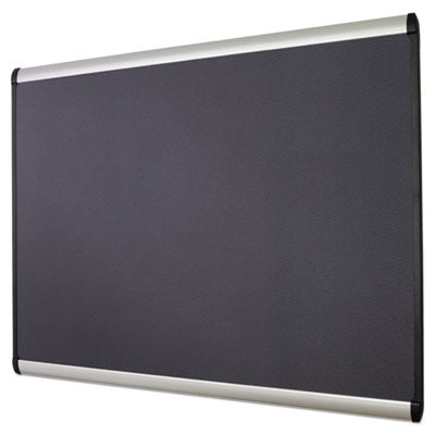 Quartet® Prestige Plus Magnetic Fabric Bulletin Boards, 36" x 24", Gray Surface, Satin Aluminum Frame