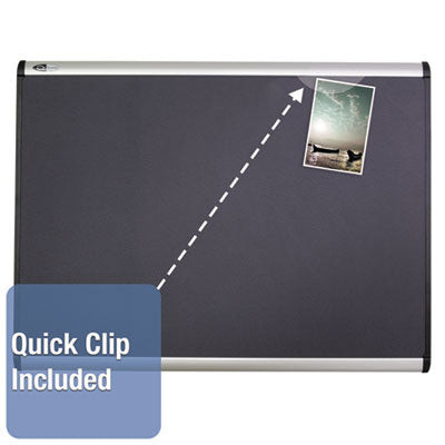 Quartet® Prestige Plus Magnetic Fabric Bulletin Boards, 36" x 24", Gray Surface, Satin Aluminum Frame