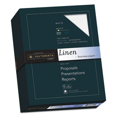 25% Cotton Linen Business Paper | White, 500/Ream