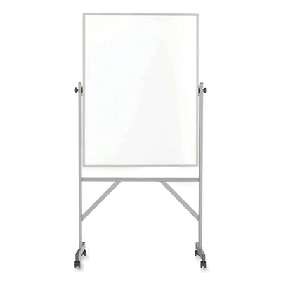 Ghent Reversible Magnetic Porcelain Whiteboard with Aluminum Frame, 36" x 48", White Surface, Satin Aluminum Frame