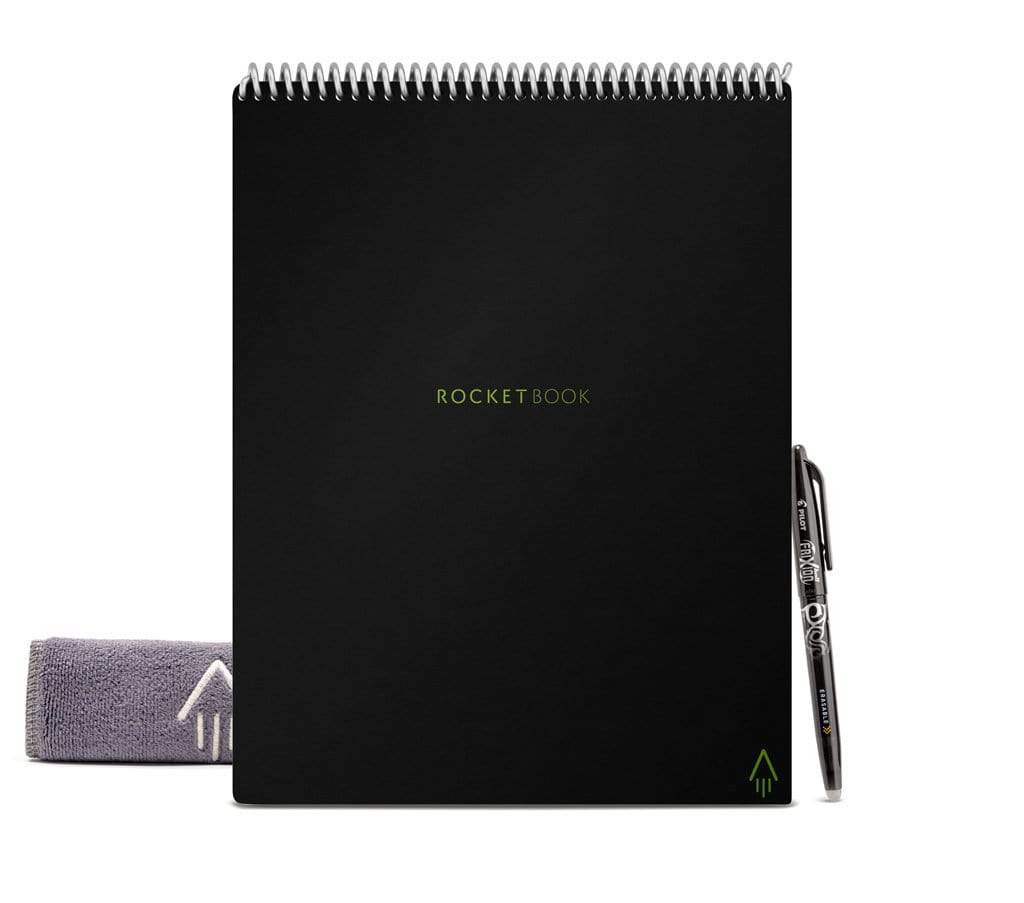 Rocketbook Flip Smart Notepad, Black Cover, Lined/Dot Grid Rule, 6 x 8.8, White, 18 Sheets - Bloom Skins