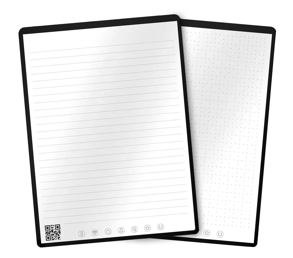 Rocketbook Flip Smart Notepad, Black Cover, Lined/Dot Grid Rule, 6 x 8.8, White, 18 Sheets - Bloom Skins