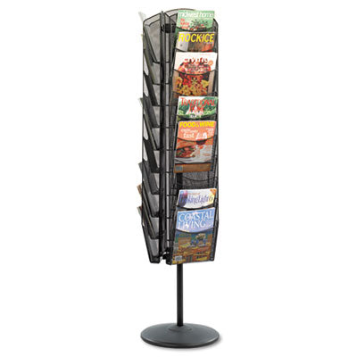 Safco® Onyx Mesh Rotating Magazine Display, 30 Compartments, 16.5w X 16.5d X 66h, Black