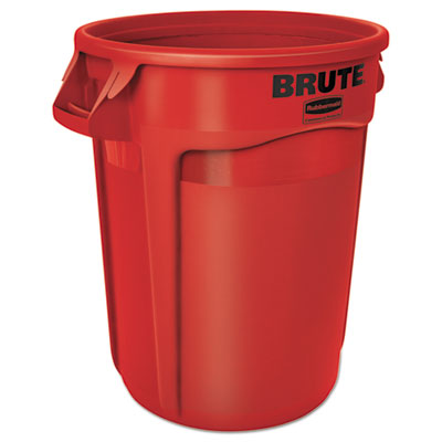 Vented Round Brute Container | 32 gal, Red