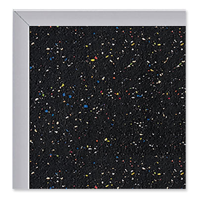 Ghent Aluminum-Frame Recycled Rubber Bulletin Boards, 72.5" x 48.5", Confetti Surface, Satin Aluminum Frame