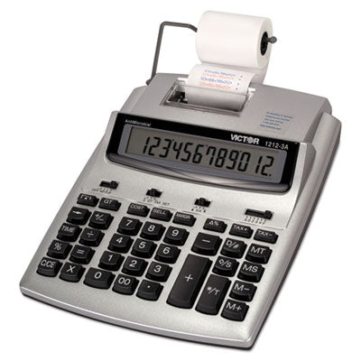 Victor® 1212-3A Antimicrobial Printing Calculator, Black/Red Print, 2.7 Lines/Sec