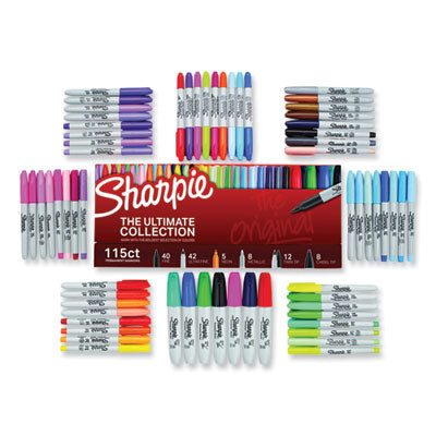 Sharpie® Permanent Markers Ultimate Collection Value Pack, Assorted Tip Sizes/types, Assorted Colors, 115/set