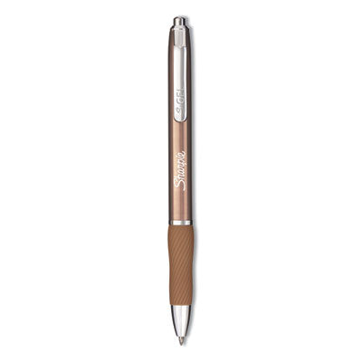 Sharpie® S-Gel™ S-Gel Premium Metal Barrel Gel Pen, Retractable, Medium 0.7 Mm, Black Ink, Champagne Barrel, Dozen