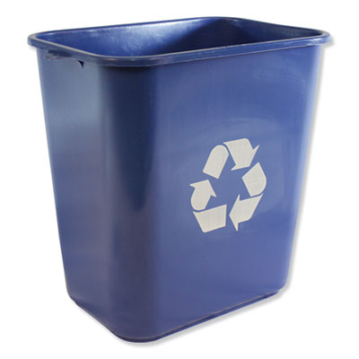 Recycle Logo Plastic Wastebasket | 28 qt, Blue