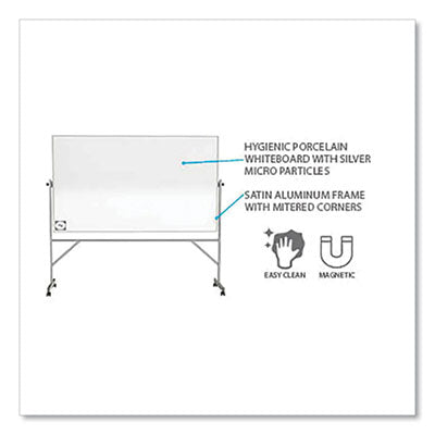Ghent Reversible Magnetic Hygienic Porcelain Whiteboard with Aluminum Frame, 48" x 36", White Surface, Satin Aluminum Frame
