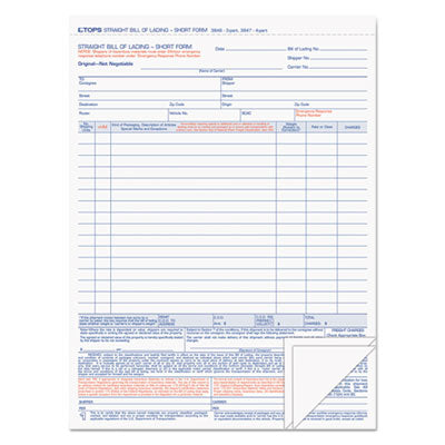 TOPS Bill of Lading | 3-Part Carbonless 50 Forms