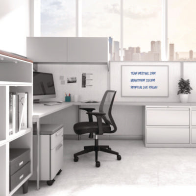 TRU RED™ Melamine Dry Erase Board, 36" x 24", White Surface, Gray/Natural Aluminum Frame