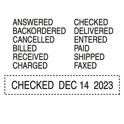 Trodat® Professional 12-Message Date Stamp, Self-Inking, 2.25 X 0.38, Black