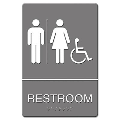 Ada Sign, Restroom/Wheelchair | 6x9, Plastic