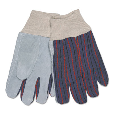 MCR™ Safety 1040 Leather Palm Glove, Gray/white, Large, Dozen