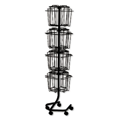 Safco® Wire Rotary Display Racks, 16 Compartments, 15w X 15d X 60h, Charcoal