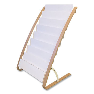 Literature Floor Display Rack | White/Woodgrain