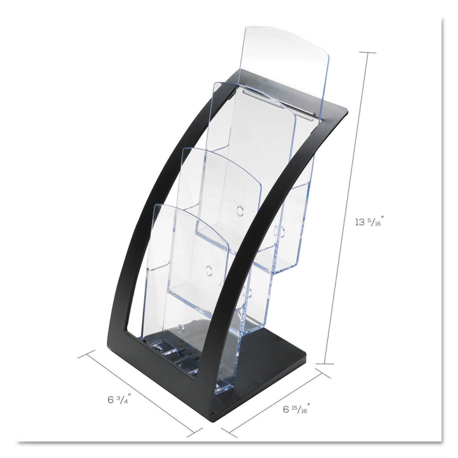 deflecto® 3-Tier Literature Holder, Leaflet Size, 6.75w X 6.94d X 13.31h, Black
