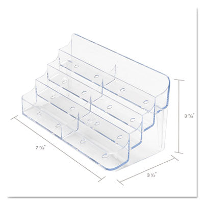 deflecto® 8-Pocket Business Card Holder, Holds 400 Cards, 7.78 X 3.5 X 3.38, Plastic, Clear